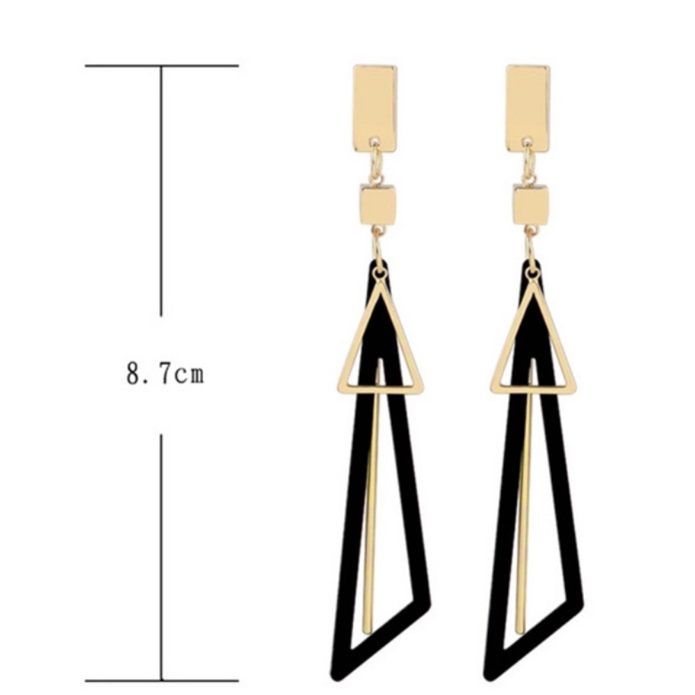 NEW Trendy Geometric Triangle Tassel Dangle Drop Earring PINK/BLACK